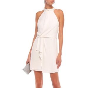 HALSTON HERITAGE
Bow-detailed draped crepe mini dress